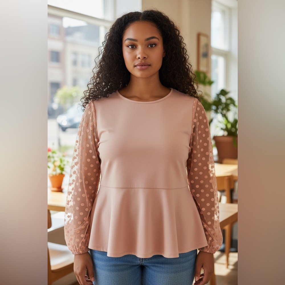 Chic Blush Long Sleeve Blouse